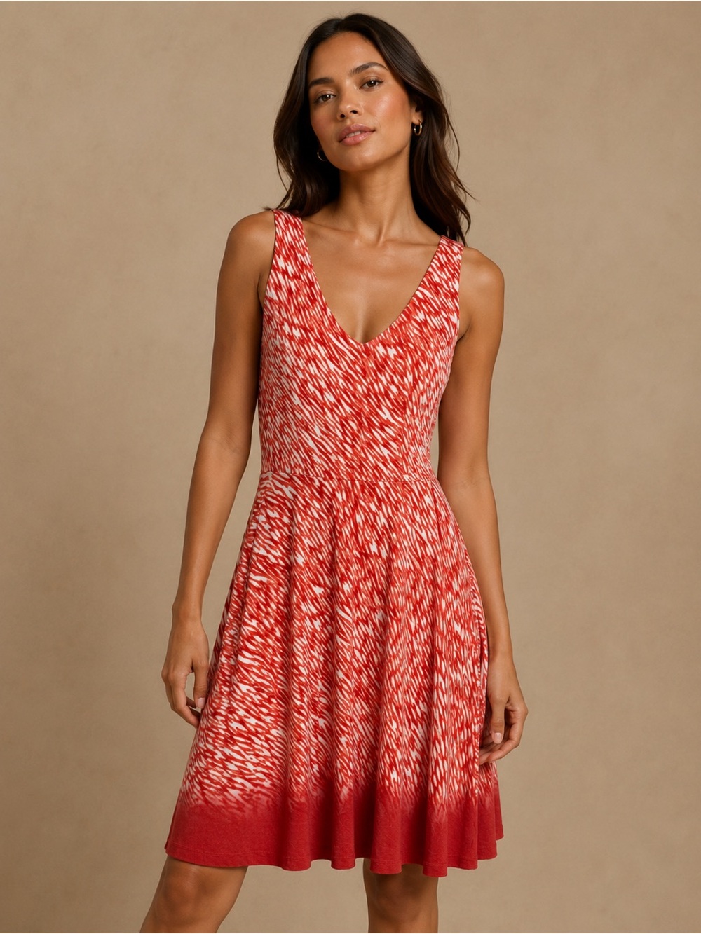 Athleta Orange & White Fit & Flare Sleeveless Dress Size XS | Athletic Casual